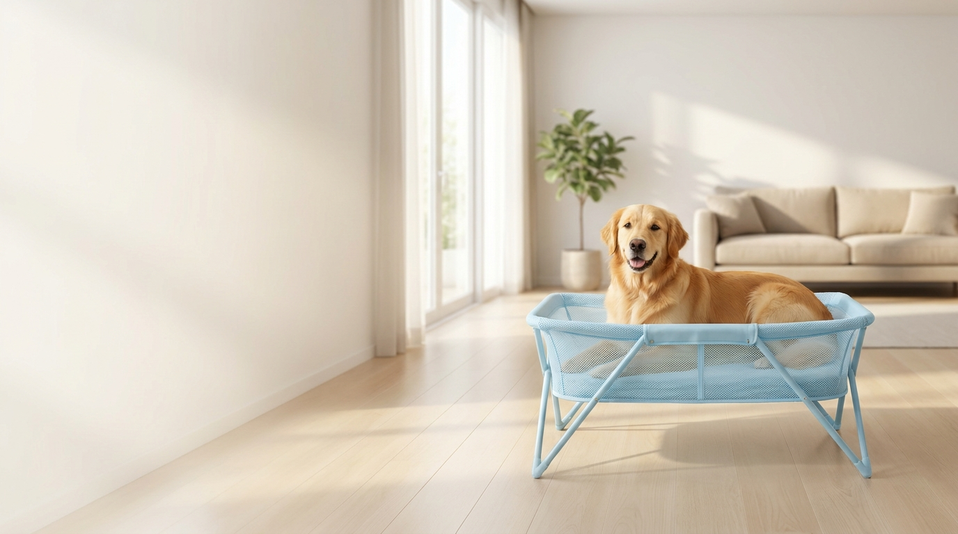 PawNest hero banner - dog relaxing in bath stand